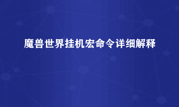 魔兽世界挂机宏命令详细解释