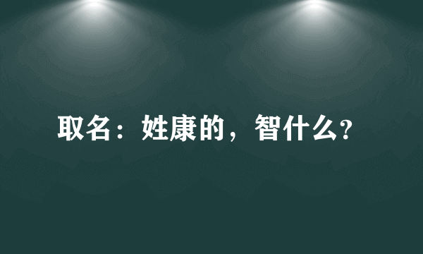 取名：姓康的，智什么？