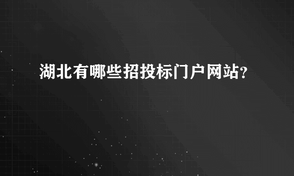 湖北有哪些招投标门户网站？