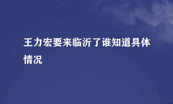 王力宏要来临沂了谁知道具体情况