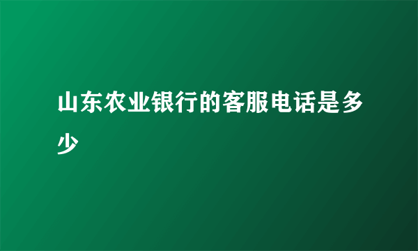 山东农业银行的客服电话是多少