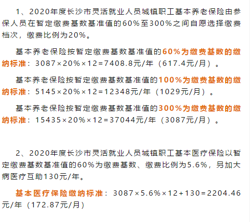 长沙交社保多少钱