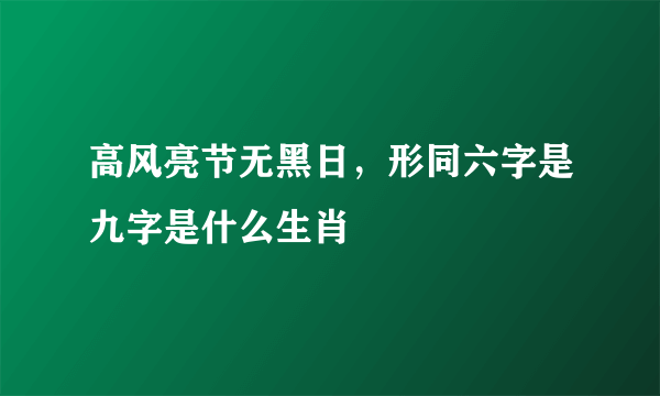 高风亮节无黑日，形同六字是九字是什么生肖