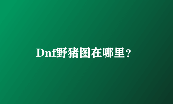 Dnf野猪图在哪里？