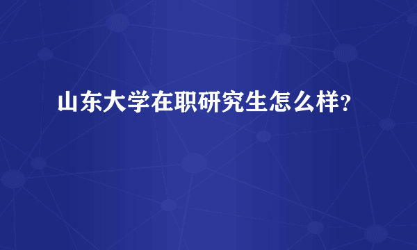 山东大学在职研究生怎么样？