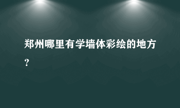 郑州哪里有学墙体彩绘的地方？