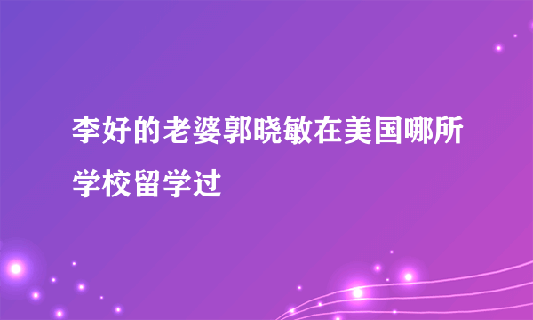 李好的老婆郭晓敏在美国哪所学校留学过