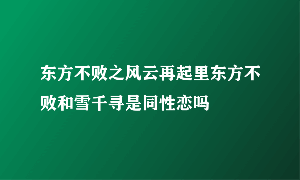 东方不败之风云再起里东方不败和雪千寻是同性恋吗