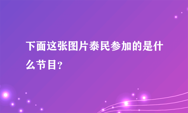 下面这张图片泰民参加的是什么节目？