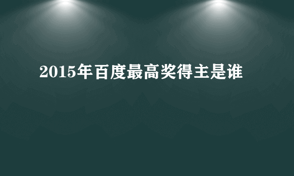 2015年百度最高奖得主是谁