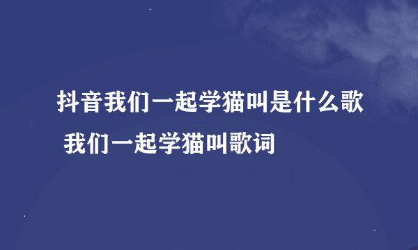 抖音我们一起学猫叫是什么歌 我们一起学猫叫歌词