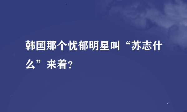 韩国那个忧郁明星叫“苏志什么”来着？