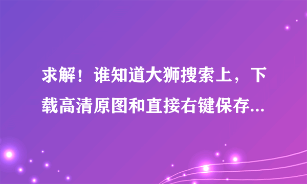 求解！谁知道大狮搜索上，下载高清原图和直接右键保存有什么不一样？