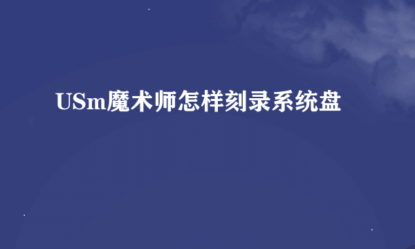 USm魔术师怎样刻录系统盘