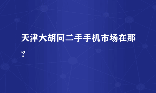 天津大胡同二手手机市场在那？