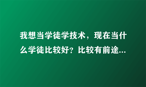 我想当学徒学技术，现在当什么学徒比较好？比较有前途？我20岁左右，初中毕业而已