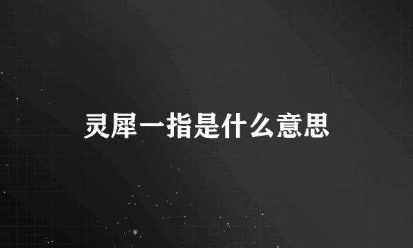 灵犀一指是什么意思