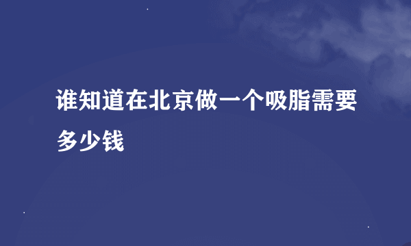 谁知道在北京做一个吸脂需要多少钱