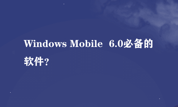 Windows Mobile  6.0必备的软件？