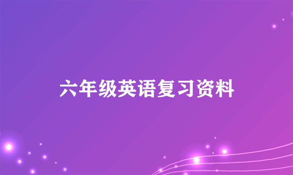 六年级英语复习资料