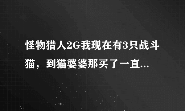 怪物猎人2G我现在有3只战斗猫，到猫婆婆那买了一直战斗猫，可是在厨房还是原来的3只，为什么。