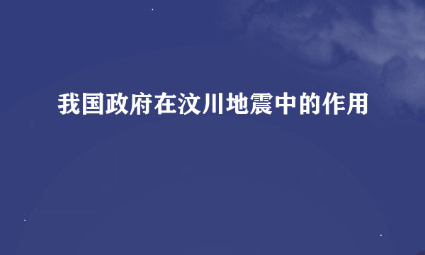 我国政府在汶川地震中的作用