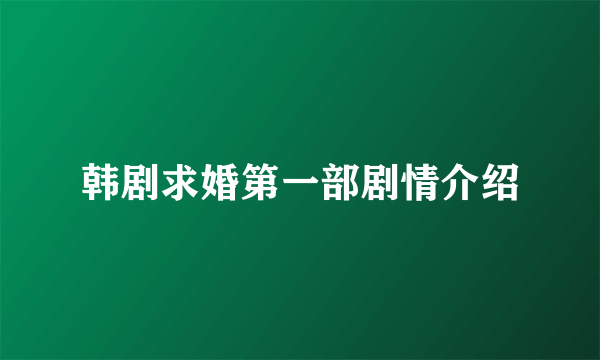 韩剧求婚第一部剧情介绍