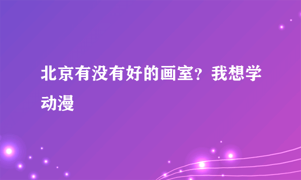 北京有没有好的画室？我想学动漫