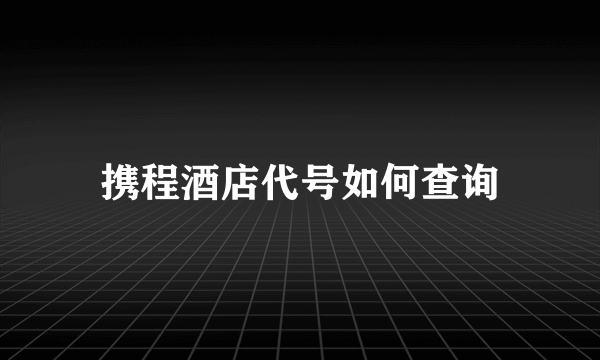 携程酒店代号如何查询