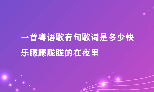 一首粤语歌有句歌词是多少快乐朦朦胧胧的在夜里