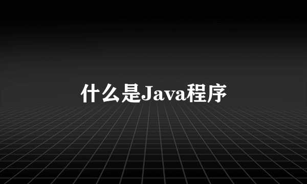 什么是Java程序