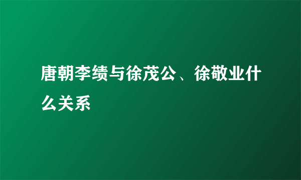 唐朝李绩与徐茂公、徐敬业什么关系