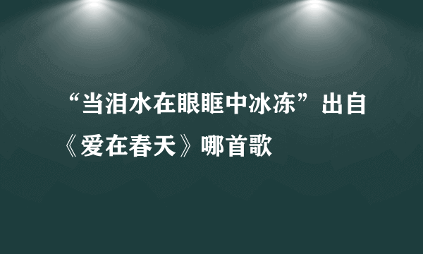 “当泪水在眼眶中冰冻”出自《爱在春天》哪首歌