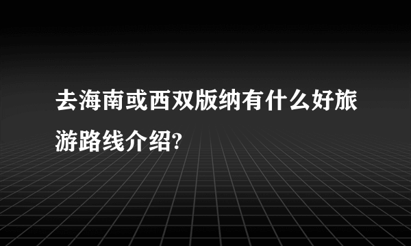 去海南或西双版纳有什么好旅游路线介绍?