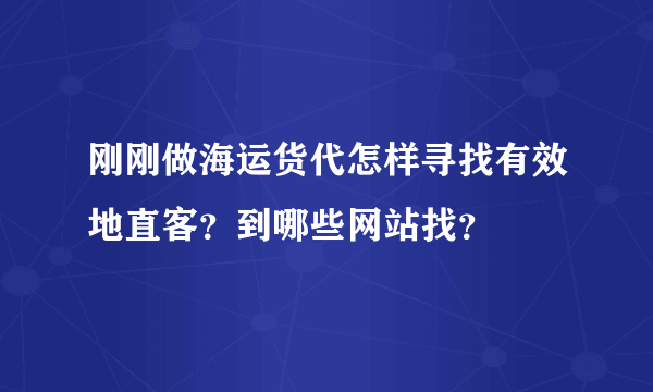 刚刚做海运货代怎样寻找有效地直客？到哪些网站找？