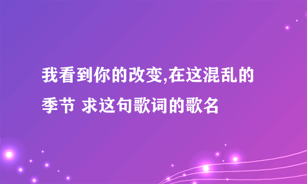 我看到你的改变,在这混乱的季节 求这句歌词的歌名