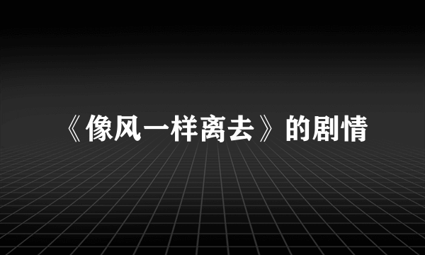 《像风一样离去》的剧情