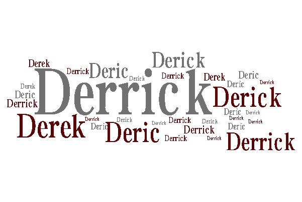 比较四个英文名字：DERRICK,DEREK,DERIC,DERICK