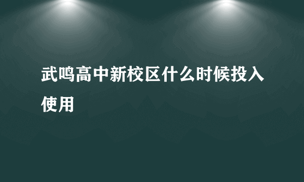 武鸣高中新校区什么时候投入使用