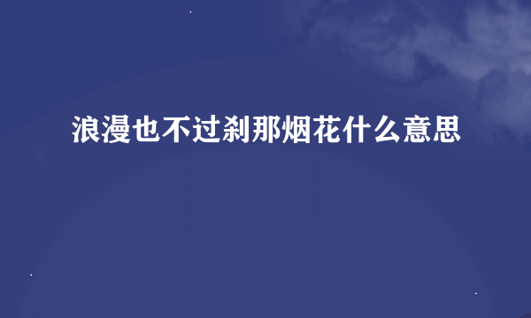 浪漫也不过刹那烟花什么意思