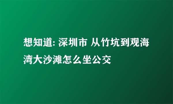 想知道: 深圳市 从竹坑到观海湾大沙滩怎么坐公交