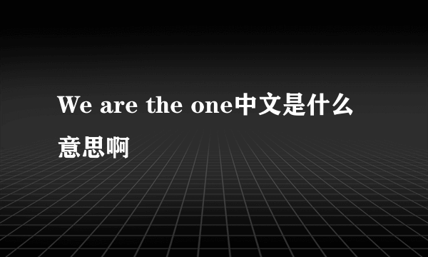 We are the one中文是什么意思啊