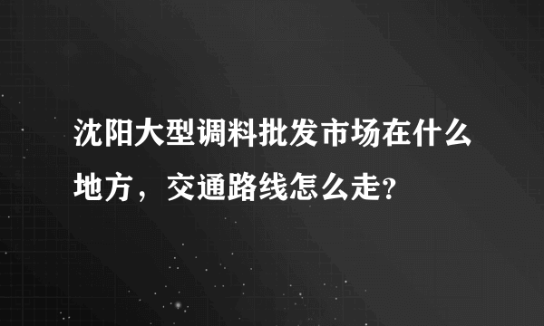 沈阳大型调料批发市场在什么地方，交通路线怎么走？