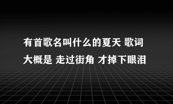 有首歌名叫什么的夏天 歌词大概是 走过街角 才掉下眼泪