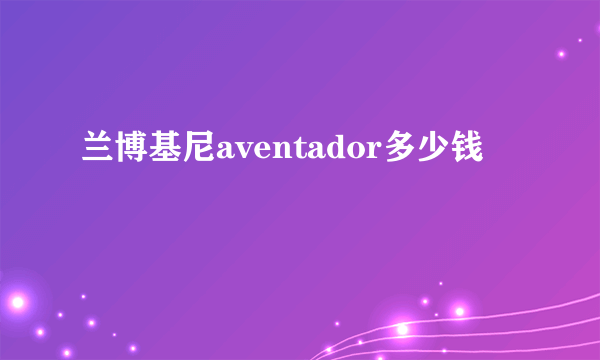 兰博基尼aventador多少钱