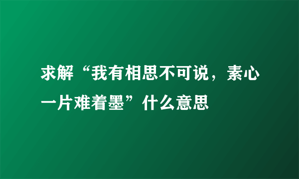 求解“我有相思不可说，素心一片难着墨”什么意思