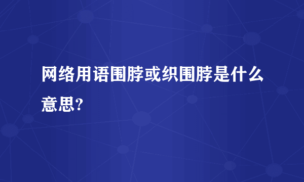 网络用语围脖或织围脖是什么意思?