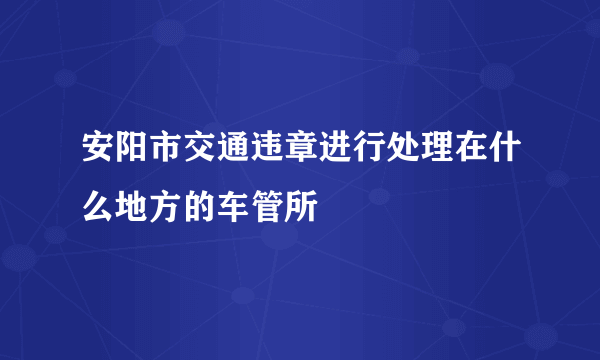 安阳市交通违章进行处理在什么地方的车管所