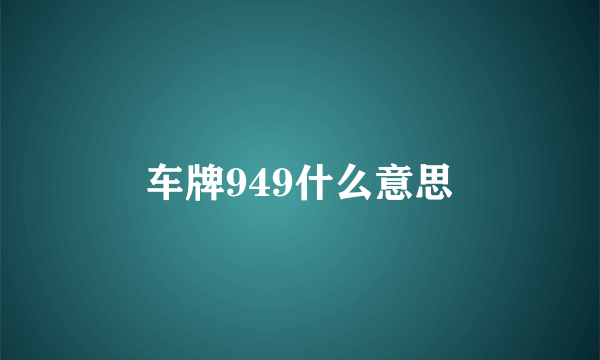 车牌949什么意思