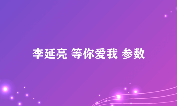 李延亮 等你爱我 参数